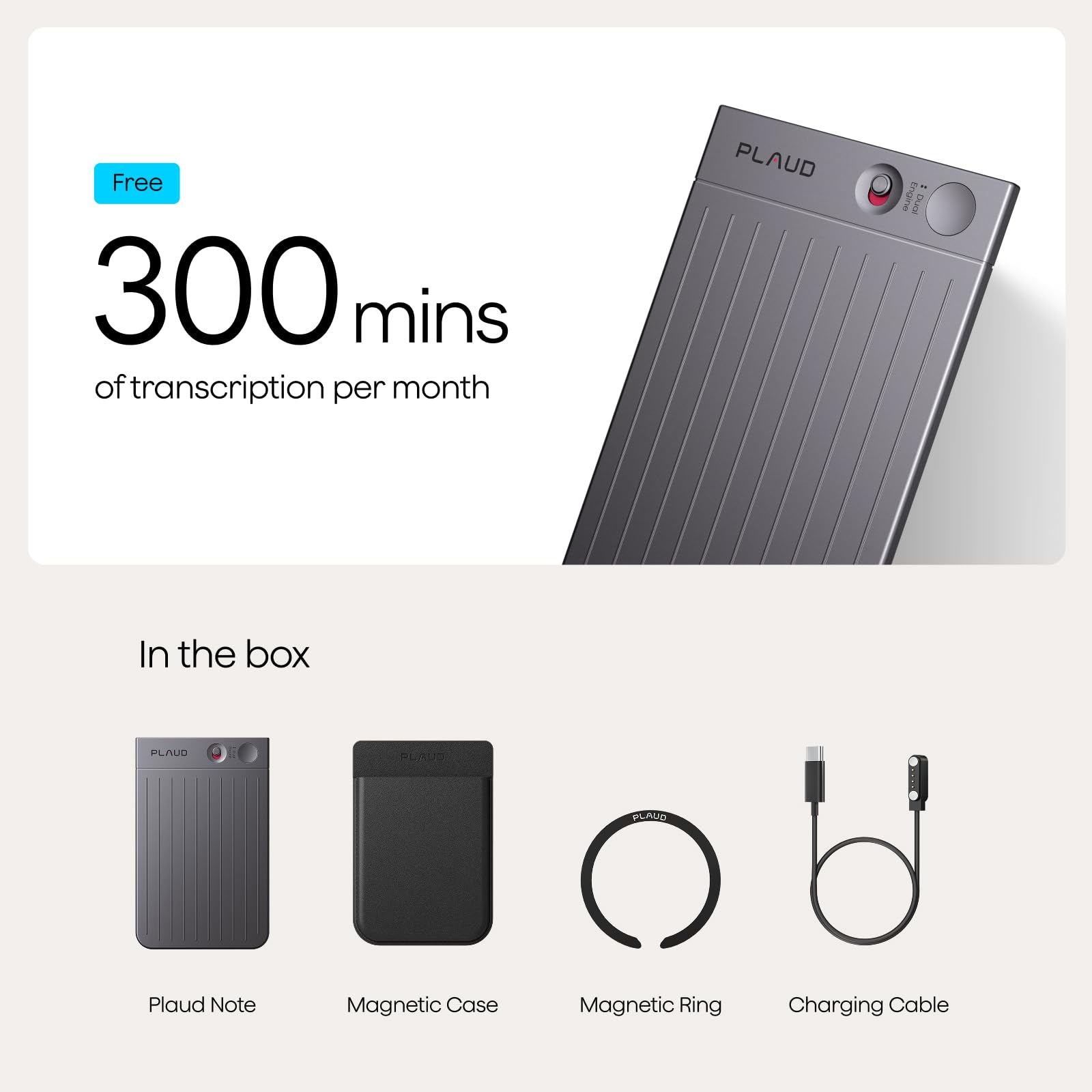PLAUB AI Note Taker – Ultra Slim Voice Recorder with AI Transcription & Meeting Summaries