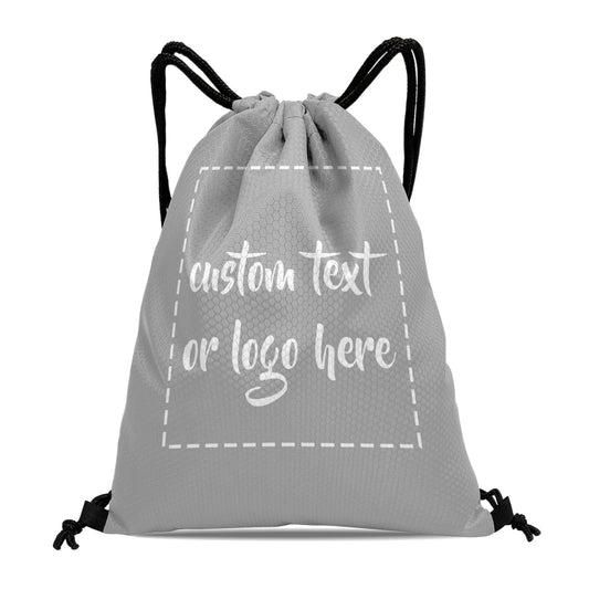 ZAACUSTOM Personalized Drawstring Backpack – Waterproof Oxford Cloth Custom Logo Gym & Sports Cinch Sack (Grey)
