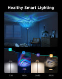 Smart RGBWW Tri-Zone Floor Lamp with Ripple Ceiling Effect, 1000lm Task Light & Alexa/Matter Control – Black