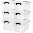 Clear White Stackable Storage Bins with Lids – 22 Qt Large Capacity Home Organization Set (6 Pack)