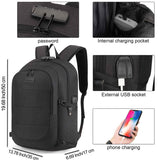 Tzowla Anti-Theft Laptop Backpack with USB Charging Port & Lock – Water-Resistant Business Travel Backpack for 15.6” Laptops (A-Black)