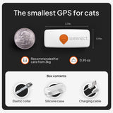 Weenect XS Ultra-Compact GPS Tracker for Cats – Real-Time Global Tracking Device with Flashlight & Secure Collar Attachment (White)