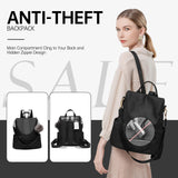 CHERUTY Women’s Anti-Theft Nylon Backpack Purse – Lightweight Fashion Travel Backpack with Rear Zipper Design (Black)