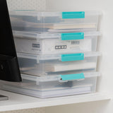 IRIS USA 6 Qt Clear Storage Bins with Lids (4-Pack) – Stackable Plastic Containers for Paper, Crafts & Office Organization