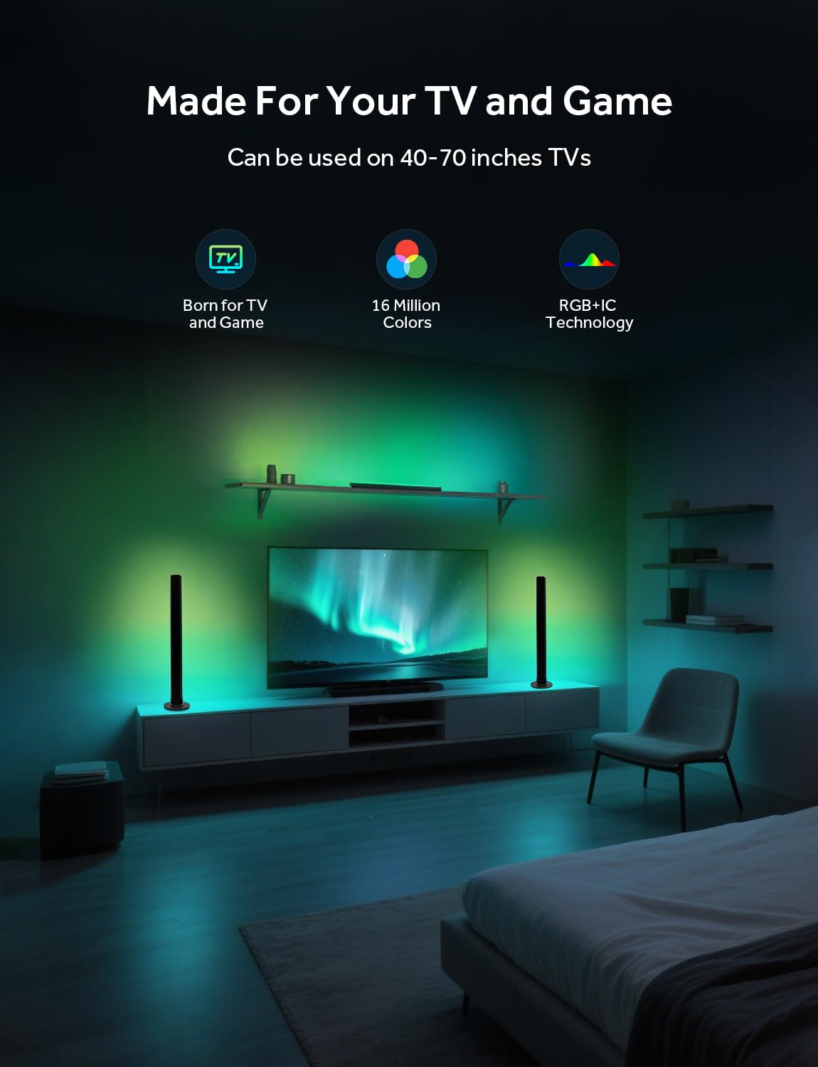 ELOUYCKE RGB Smart Light Bars – 16M Colors, 213 Effects & Music Sync TV Gaming Lights