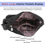 Mintegra Women’s Nylon Shoulder Handbag – Lightweight Multi-Pocket Crossbody Tote Bag (Black)