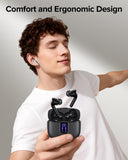 TAGRY X08 Wireless Bluetooth Earbuds with LED Power Display, Wireless Charging Case & 60H Playback – Waterproof Stereo Headphones Black