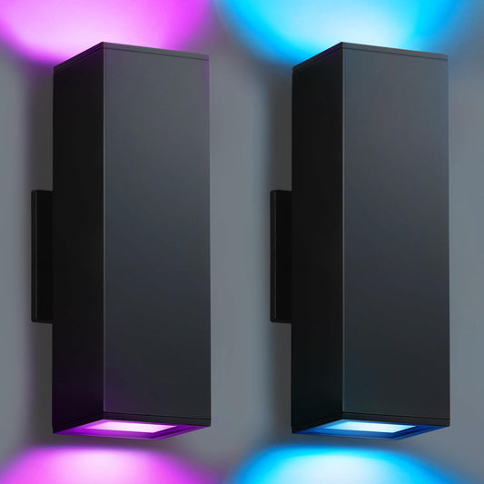 Smart RGB Outdoor Wall Light – Festive Color Changing Up & Down Sconce with Alexa