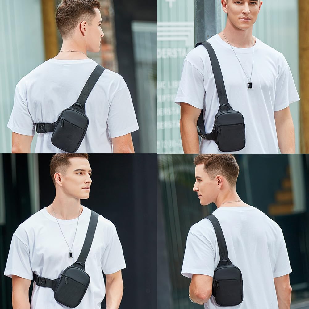 Flintronic Waterproof Sling Bag Crossbody Chest Bag – Lightweight Shoulder Backpack for Travel & Outdoor (Black)