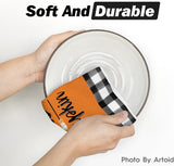 Halloween Dish Towels Set of 4 – Buffalo Plaid Kitchen Towels by Artoid Mode (18x26”)