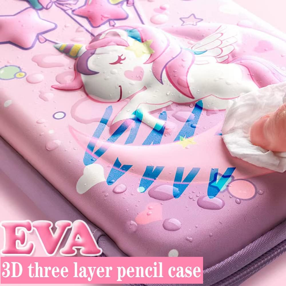 Pink 3D EVA Pencil Case Set with 60-Pen Capacity
