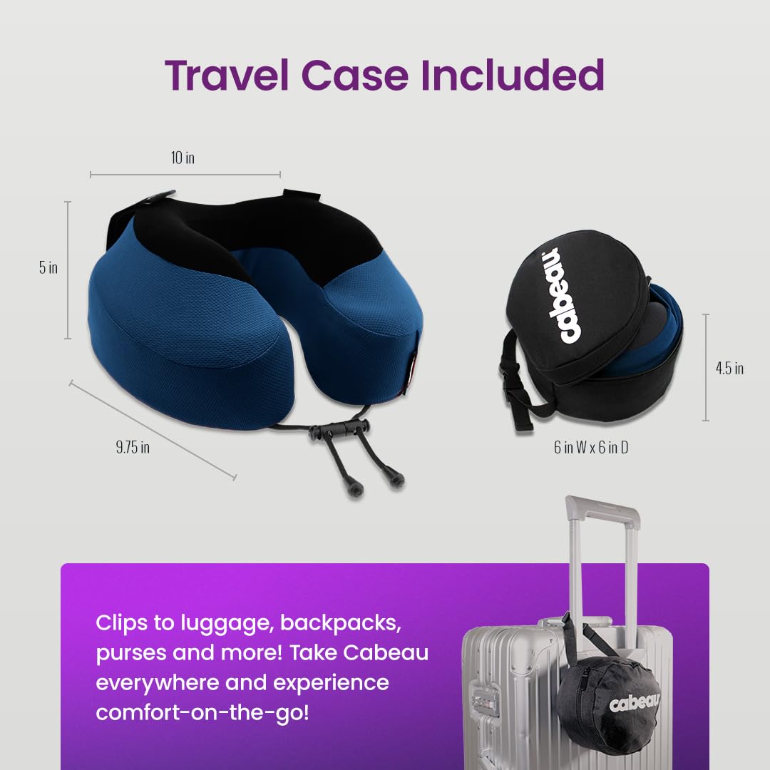 Memory Foam Travel Neck Pillow – Ergonomic Airplane & Car Head Support Pillow with Washable Cover