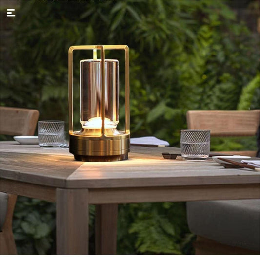 Portable Rechargeable Cordless LED Table Lamp Touch Dimmable Metal Ambient Desk Light for Indoor Outdoor Use