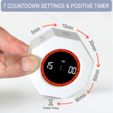 GUDOQI Octagon Pomodoro Timer with Gravity Flip, Visual Progress Bar & Adjustable Sound Alerts – White