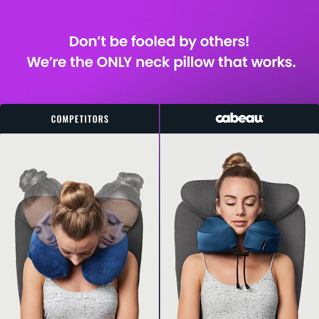 Memory Foam Travel Neck Pillow – Ergonomic Airplane & Car Head Support Pillow with Washable Cover