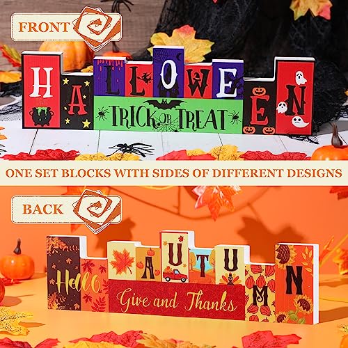Reversible Wooden Table Sign – “Trick or Treat” & “Give and Thanks” Double-Sided Halloween & Thanksgiving Décor