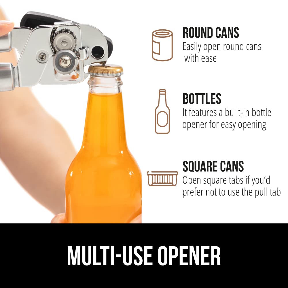 Heavy-Duty Stainless Steel Can Opener with Soft Grip & Bottle Opener