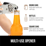 Heavy-Duty Stainless Steel Can Opener with Soft Grip & Bottle Opener