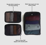 TORTUGA Packing Cubes Set of 3 with Mesh Panels – Lightweight Travel Luggage Organizers – Black