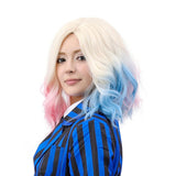 Enid Sinclair Inspired Wig – Short Pink & Blue Wavy Cosplay Hair for Women (Color: Enid-3)