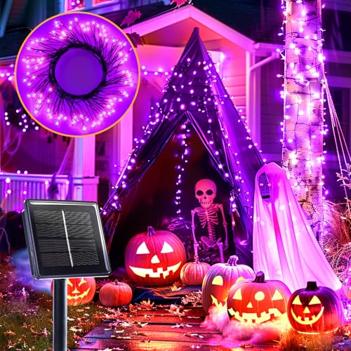 Purple Solar String Lights – 240 LED Outdoor Halloween Fairy Lights for Yard, Garden & Patio Decor (19.6 ft)