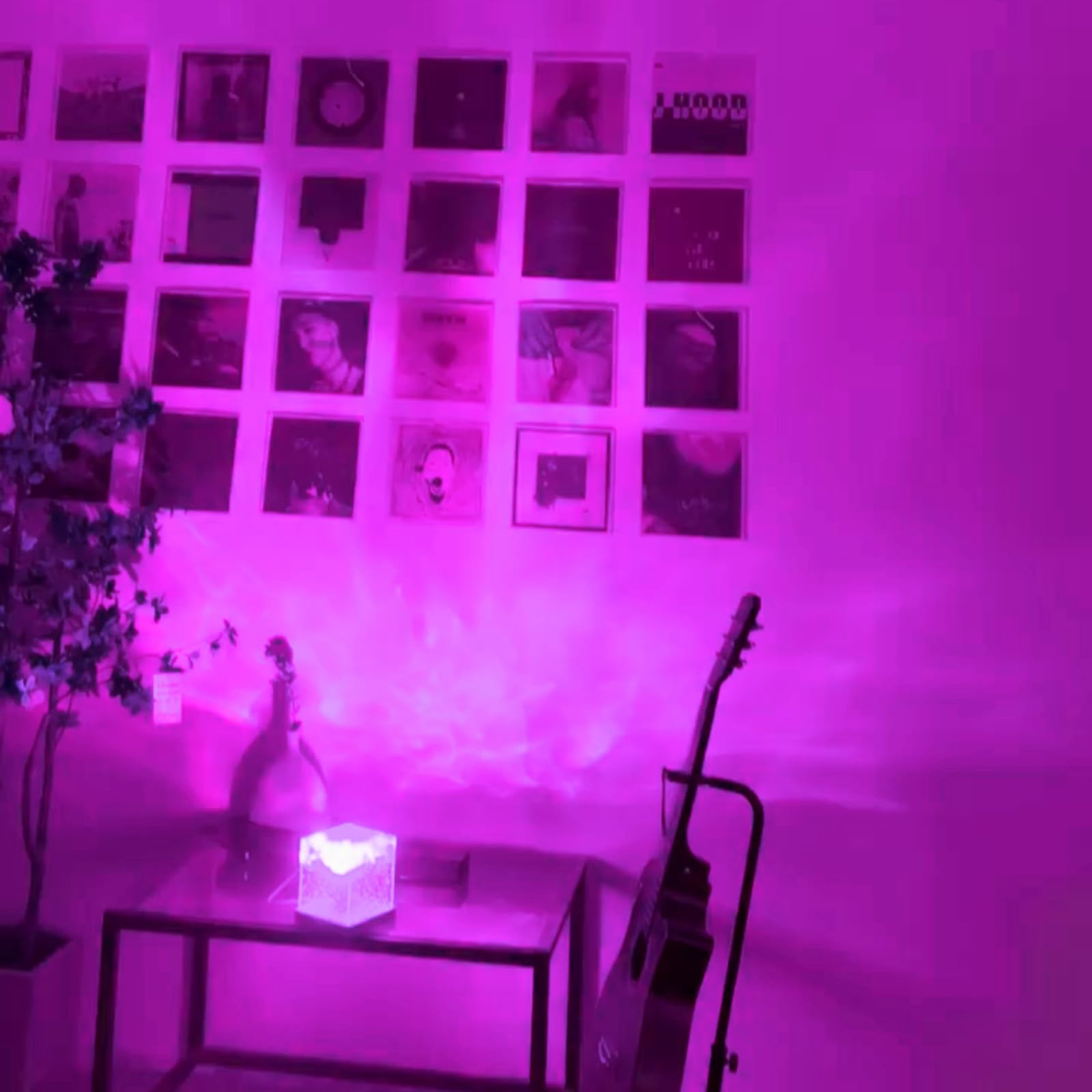 16-Color Ocean Wave Light Projector Cube with Wooden Base – Romantic Crystal Night Light (Ocean Wave Edition)