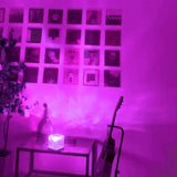 16-Color Ocean Wave Light Projector Cube with Wooden Base – Romantic Crystal Night Light (Ocean Wave Edition)