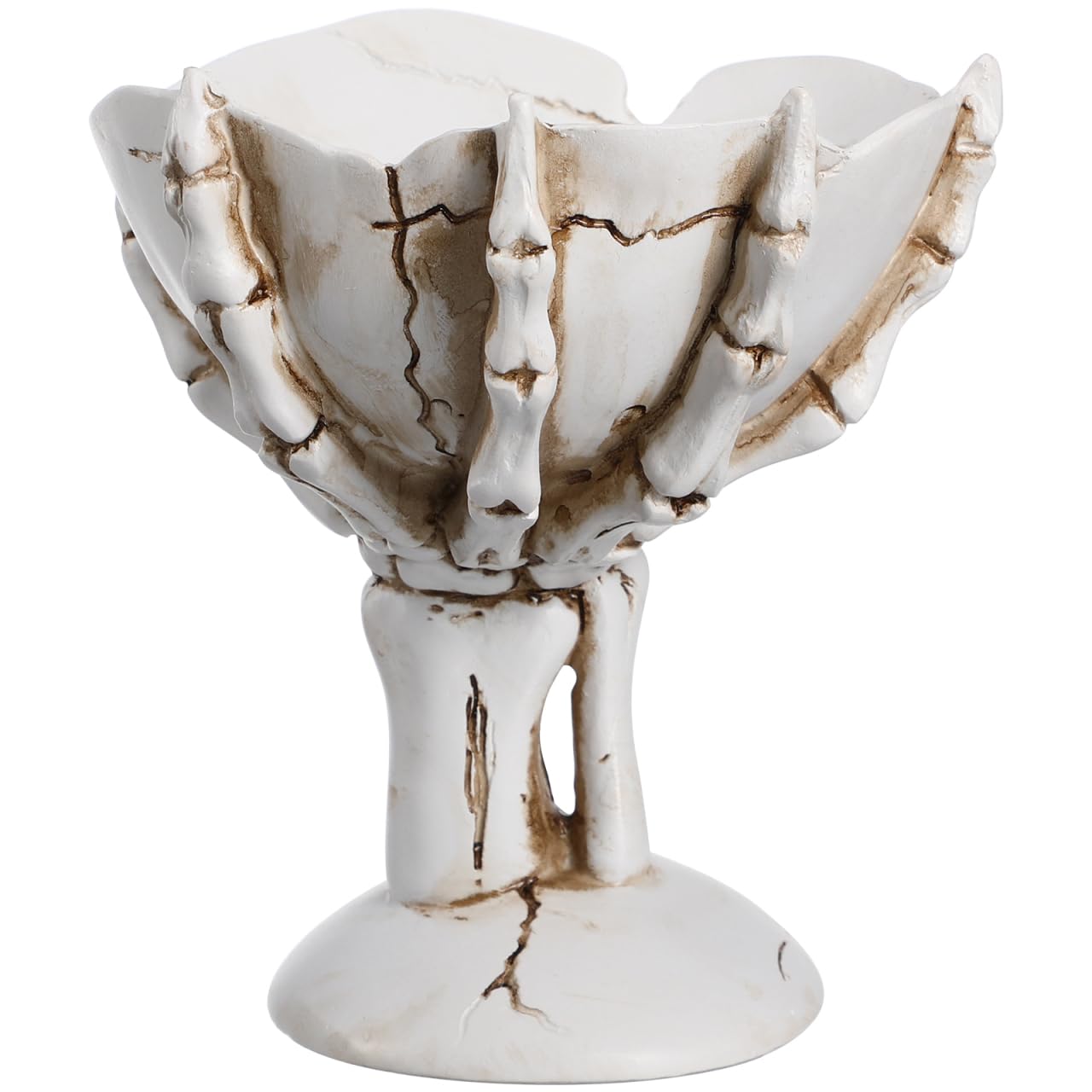 Skeleton Hand Halloween Candy Bowl – Skull Treat & Snack Holder Decoration (White)