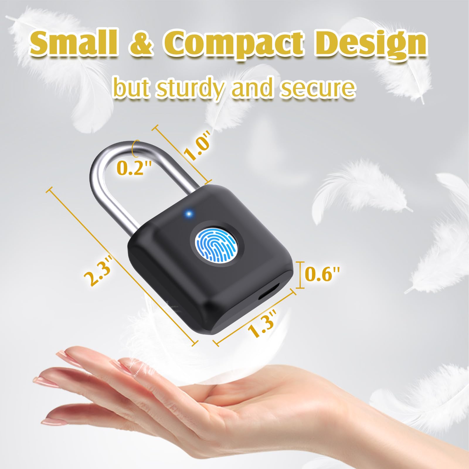 Bluetooth Fingerprint Smart Padlock with App Control, USB Rechargeable Biometric Locker Lock for Gym, Luggage & Storage