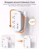 6-in-1 Travel Power Strip with USB-C – Flat Plug Extension Cord with 3 AC Outlets & 3 USB Ports