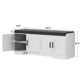 HOMLEKE 2-Tier Shoe Storage Bench with Padded Seat – Modern Entryway Bench with Adjustable Shelves & Doors (White)