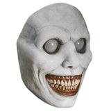 Smiling Demon Latex Mask – Grey Horror Full Face Halloween Mask with Adjustable Strap & Big Eye Design