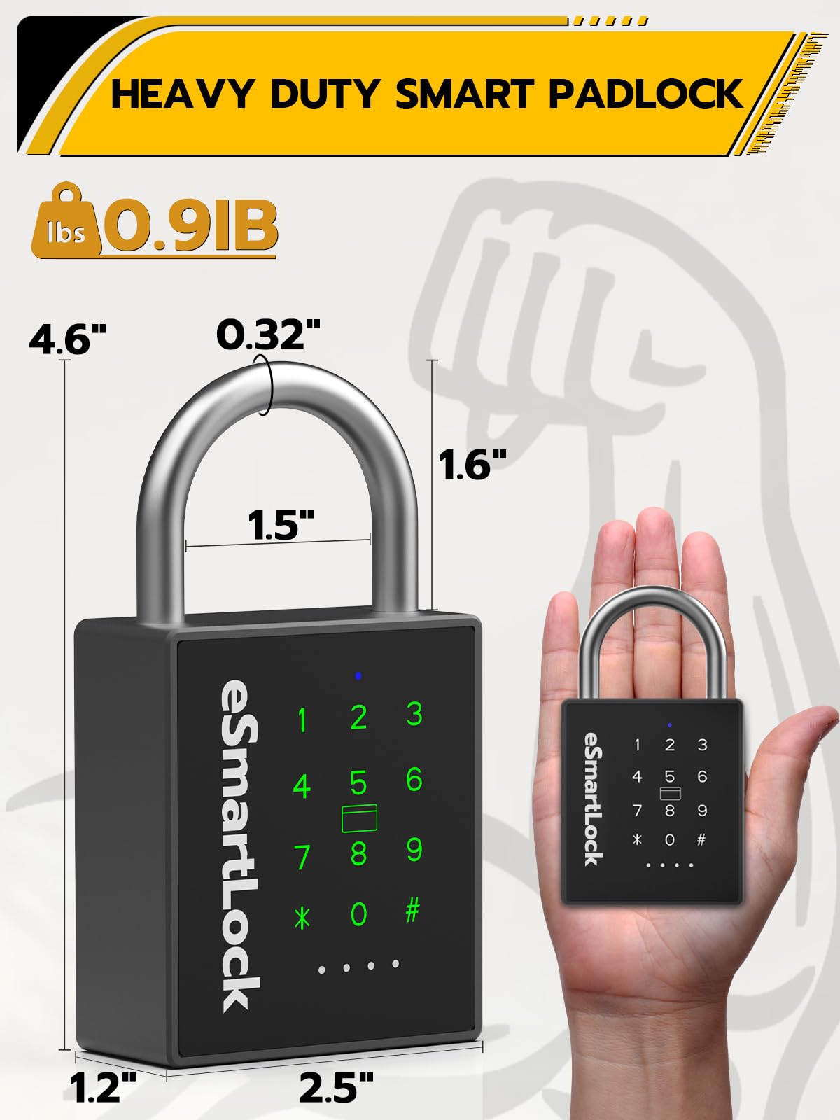 IP67 Waterproof Smart Padlock with RFID, Passcode & Bluetooth App Control, Military-Grade Keyless Security Lock