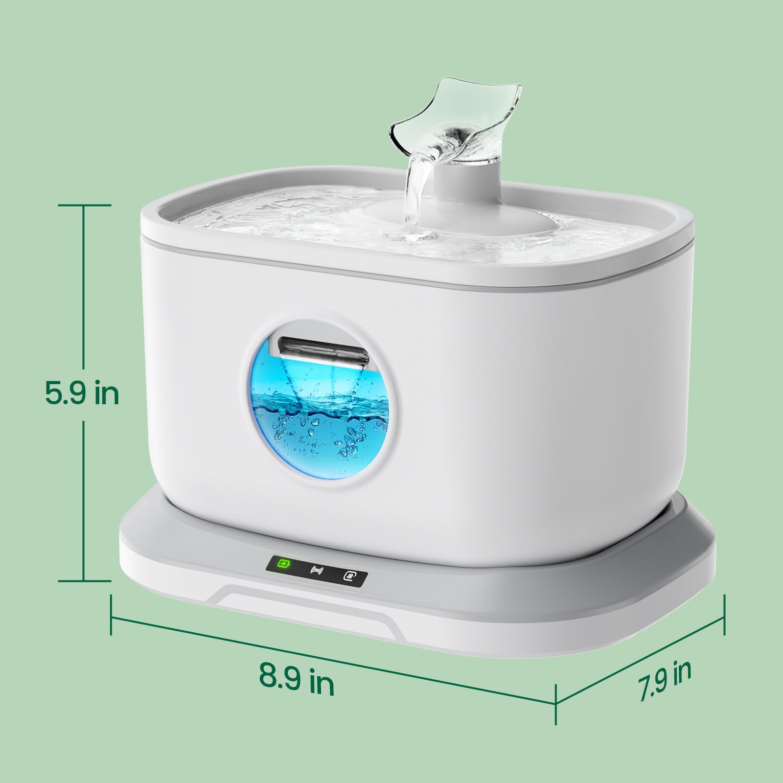Petlipo Wireless Cat Water Fountain 2.6L with Radar Sensor, Cordless Charging Dock & 7-Layer Filtration System – White
