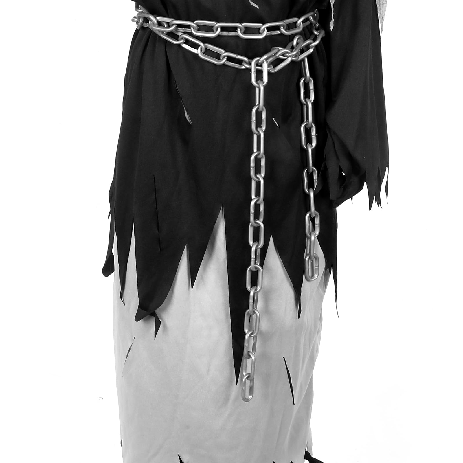 Kids Grim Reaper Halloween Costume – Glowing Red Eyes, Hooded Robe & Scythe Set ☠️👁️