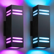Modern RGB Smart Outdoor Wall Sconce – Up & Down Rectangle Light with Alexa & App Control