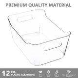 12-Pack Clear Storage Organizer Bins with Handles – Large BPA-Free Pantry & Home Organization Containers