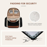 LOVEVOOK Women’s Laptop Backpack with Large Cup Pocket – Waterproof Work & Travel Backpack for 15.6″ Laptop (Beige Black Chestnut Brown)