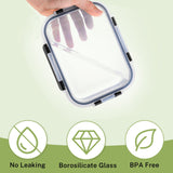 HOMBERKING Borosilicate Glass Food Storage Containers – 8 Piece Leak-Proof Set with Locking Lids