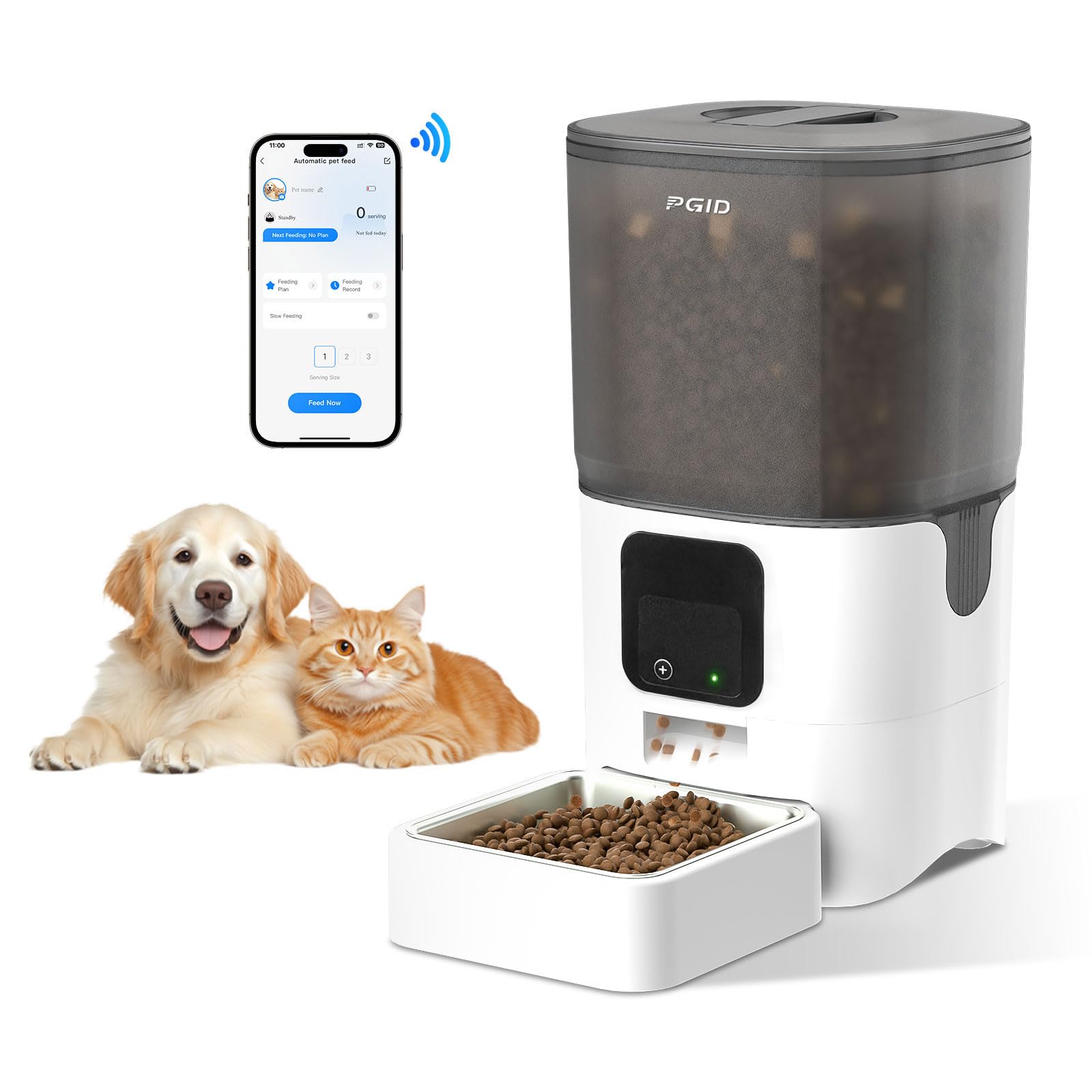 Smart Automatic Pet Feeder with WiFi App Control, 6L Food Storage, Alexa Support, Portion Scheduling, and Voice Meal Call for Cats and Dogs