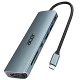 7-in-1 USB-C Hub Adapter with 4K HDMI & 100W Power Delivery – Aluminum Multiport Laptop Dock Space Grey