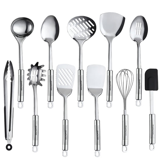 Stainless Steel Kitchen Utensil Set with 12 Cooking Tools & Storage Gift Box