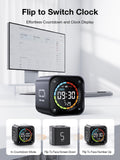 TK3 Pomodoro Timer Cube with Auto 25/5 Cycles, Flip Countdown, Stopwatch & Desk Clock, Rechargeable Focus Timer with Silent, Vibration & Sound Alerts – Black
