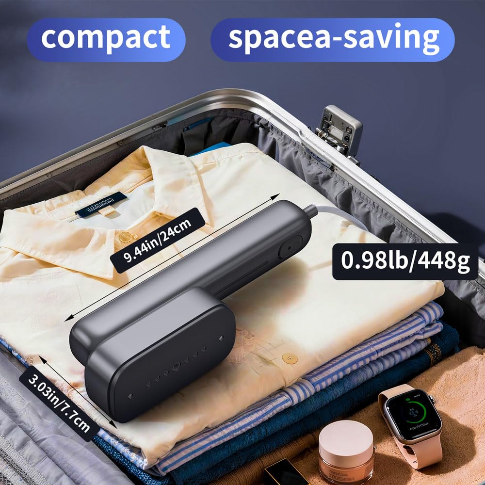 Dual Voltage Travel Garment Steamer Iron 2200W Portable Handheld Wrinkle Remover with Ceramic Plate