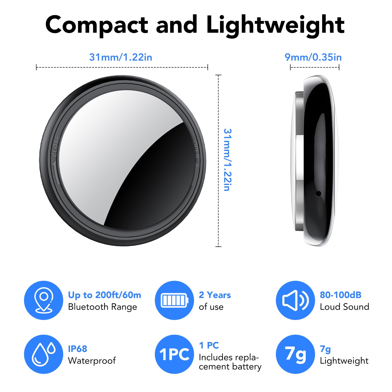 Air Tracker Tag 4 Pack, Apple Find My Compatible Bluetooth Tracker with IP68 Waterproof Design and Magnetic Mount