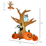 7.5FT Inflatable Halloween Tree with Ghost, Owl & Pumpkins – Lighted Outdoor Yard Decoration with LED Lights, Stakes & Sandbags