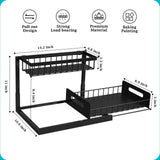 REALINN Under Sink Pull-Out Organizer – Sliding L-Shaped Cabinet Storage Shelf for Kitchen & Bathroom (Black, 2-Pack)