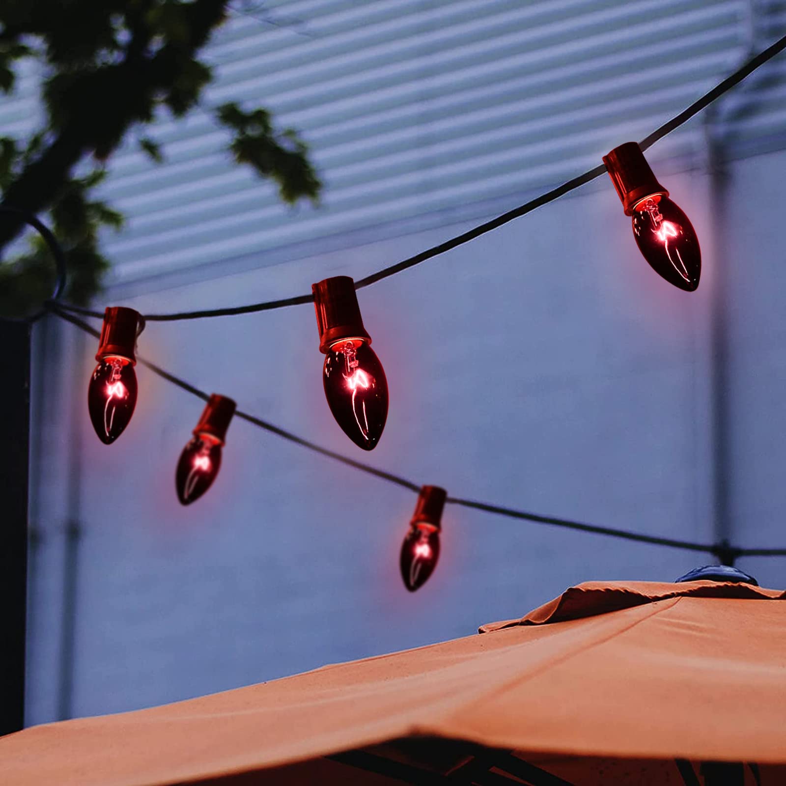 Halloween C9 Dark Purple String Lights – 25Ft Black Wire, 25 Bulbs, UL Listed Outdoor & Indoor Party Décor