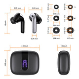 TAGRY X08 Wireless Bluetooth Earbuds with LED Power Display, Wireless Charging Case & 60H Playback – Waterproof Stereo Headphones Black