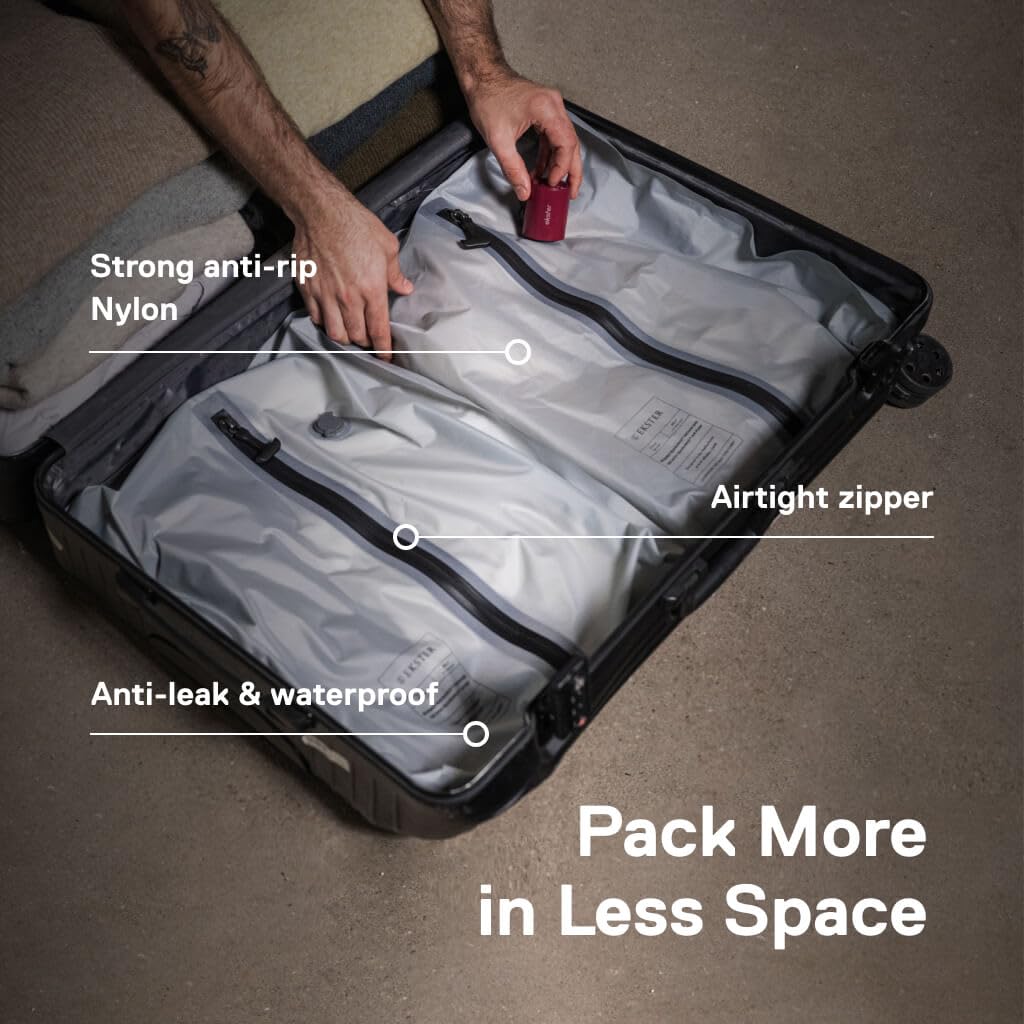 Ekster Vacuum Travel Bags with Portable Pump, Compression Packing Cubes for Luggage Space Saving Travel Organizer